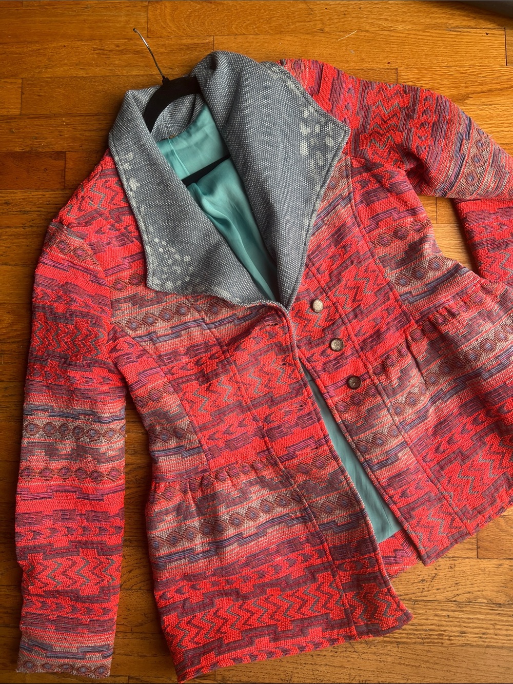 Women’s cool retroSouthwestern Aztec peplum jacket- size Medium